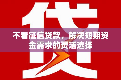 郸城不看征信贷款，解决短期资金需求的灵活选择