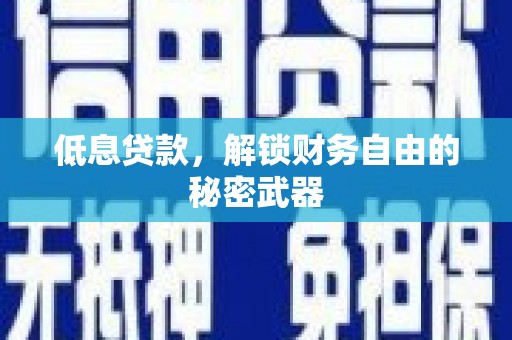 郸城低息贷款，解锁财务自由的秘密武器