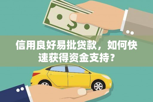 郸城信用良好易批贷款，如何快速获得资金支持？
