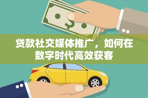 郸城贷款社交媒体推广，如何在数字时代高效获客