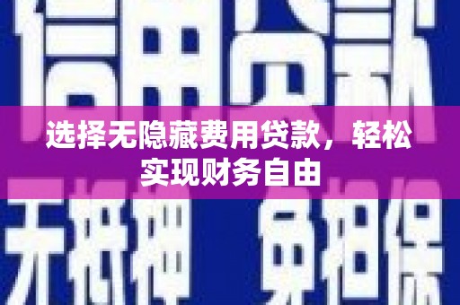 郸城选择无隐藏费用贷款，轻松实现财务自由