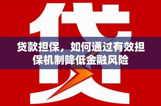 郸城贷款担保，如何通过有效担保机制降低金融风险