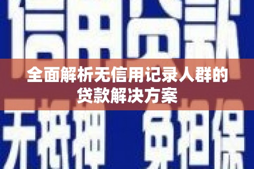 郸城全面解析无信用记录人群的贷款解决方案